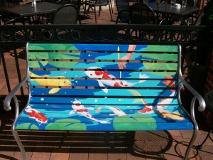 Faux-Painted Koi Pond Bench