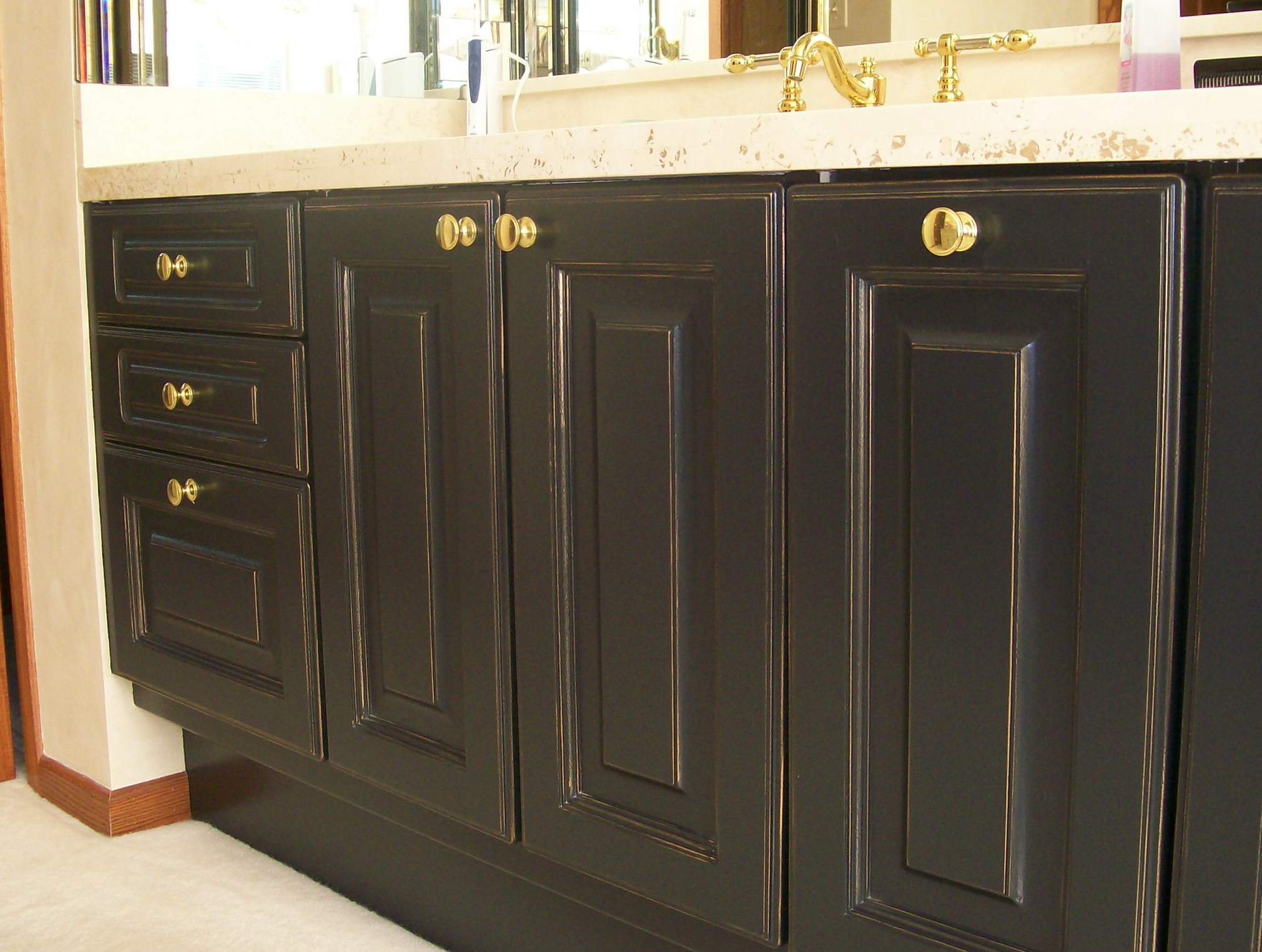 Black Stained Wood Cabinets